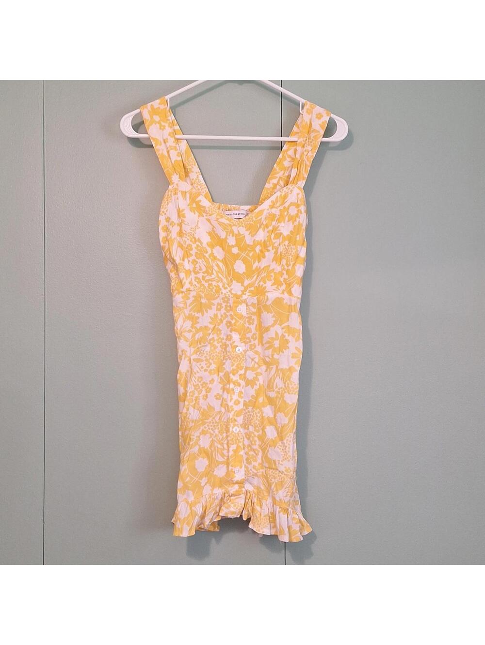 Faithfull The Brand Yellow Floral Dress Size 2 Xs